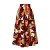 A-line Skirt, Pleated Skirt, Floral Print, Elastic Waist, Midi Skirt