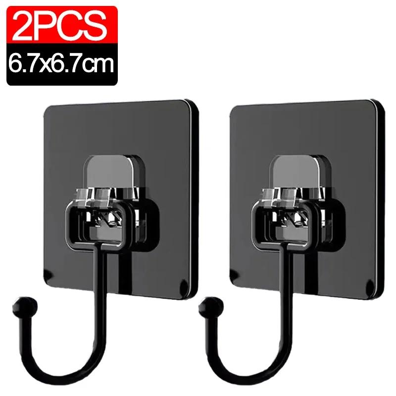 20/1pcs Black Traceless Hooks Multifunctional Wall Strong Adhesive Hook Door KeyChain Clothes Hook Bathroom Kitchen Accessories