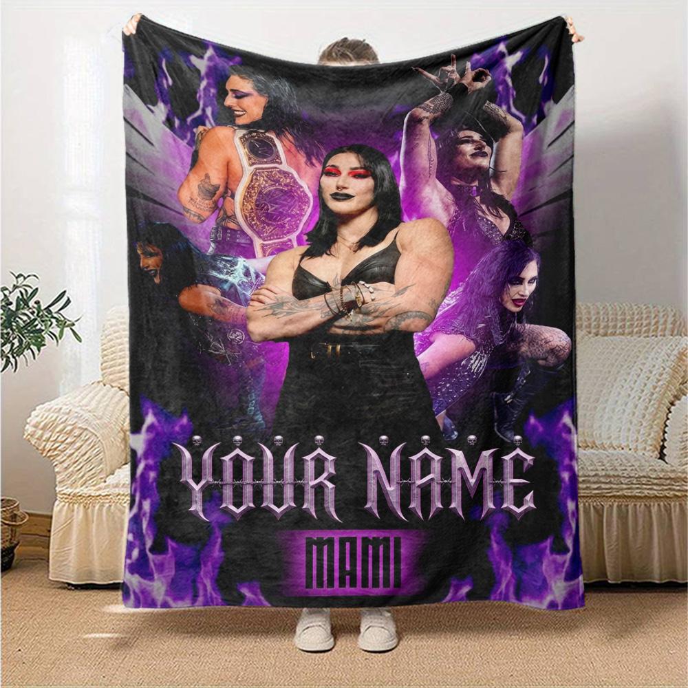 Name Custom Rhea Ripley Print Flannel Blanket High Quality Warm Comfortable Cover for All Seasons Perfect for Gifts Home Decor