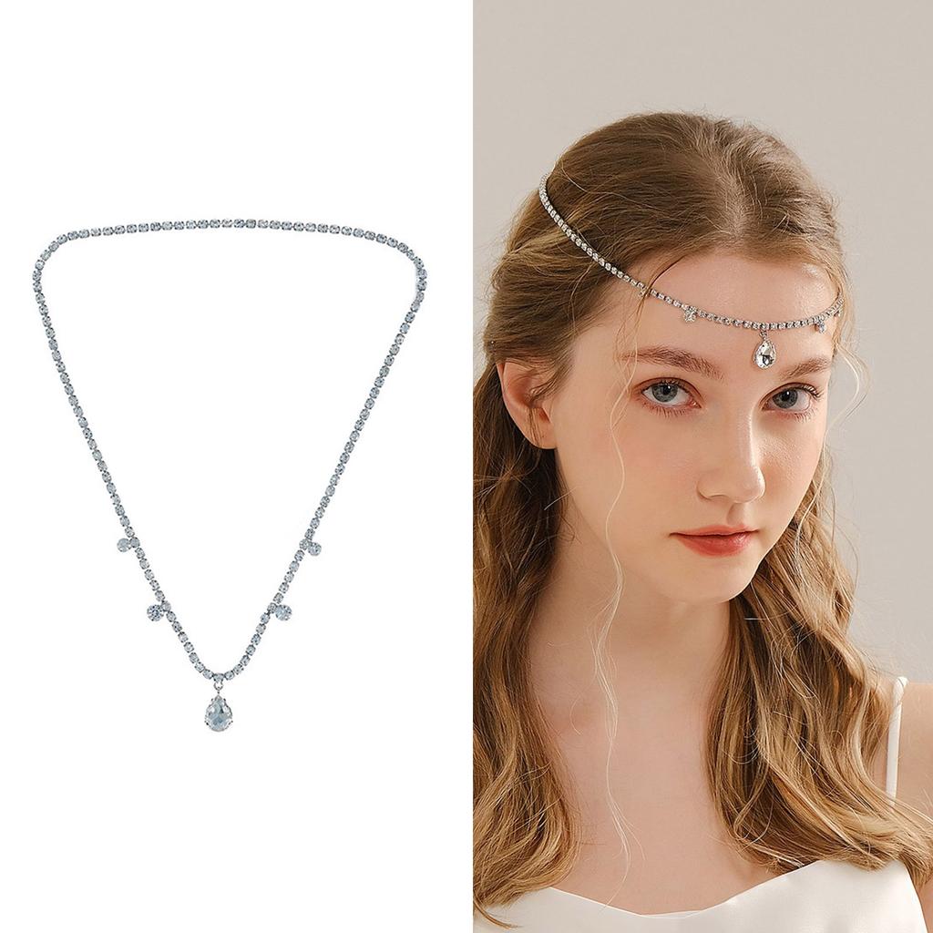 Sparkling Forehead Drop Headband Rhinestones Hair Chain Elegant Eyebrows Headchain Wedding Ceremony Charm Hair Ornament