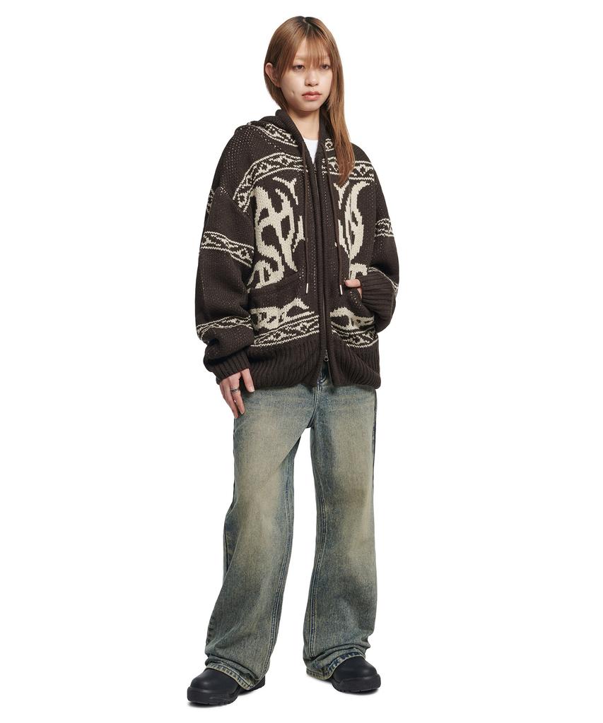 Nomaenyueol Cowichan Hooded Zip-Up - Brown