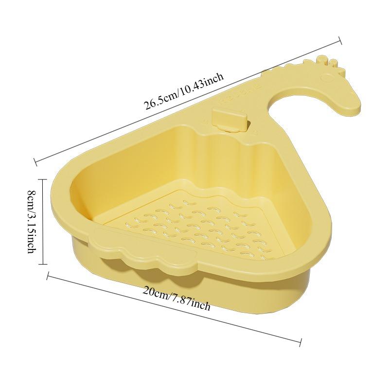 1 Click Open Triangle Sink Basket Strainer Drain Rack Wall Mounted Organizer for Kitchen Dishwashing Vegetables No Drill Storage