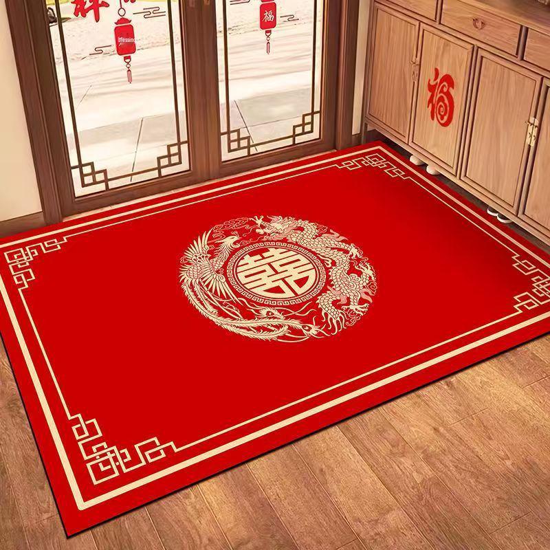 Festive Red Wedding Entrance Mat: Water-Absorbing, Anti-Slip Door Mat
