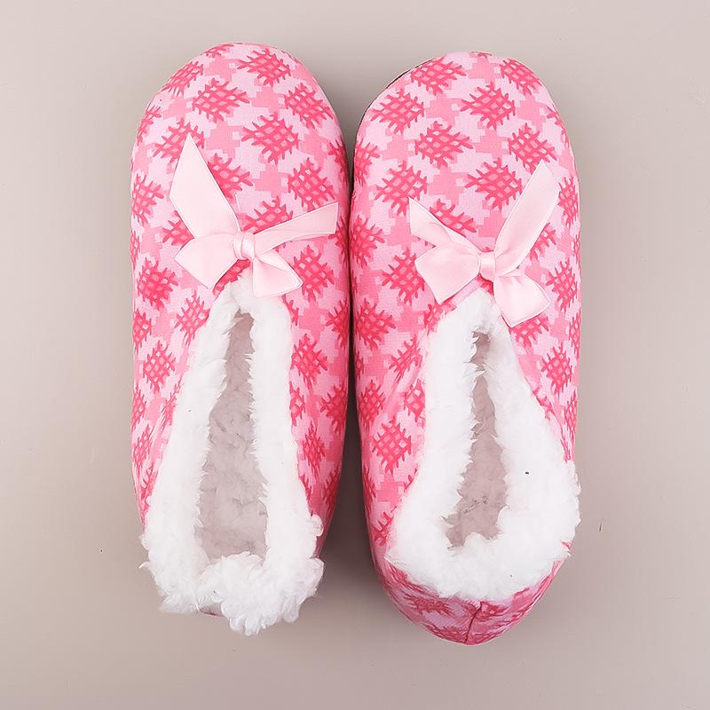 Pantuflas de Rayas Acogedoras con Lazo para Mujer