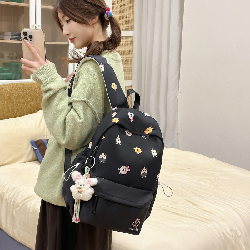 Cartoon Print Student Bag Large Capacity Travel Backpack Women's Backpack