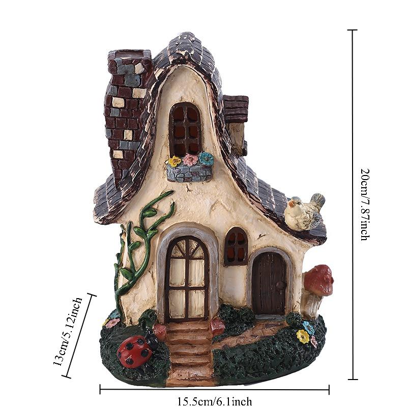 Fairy Tale World Dwarf House Witch Castle Tree House Sculpture Resin Craft Outdoor Garden Patio Lawn Home Decoration Accessories