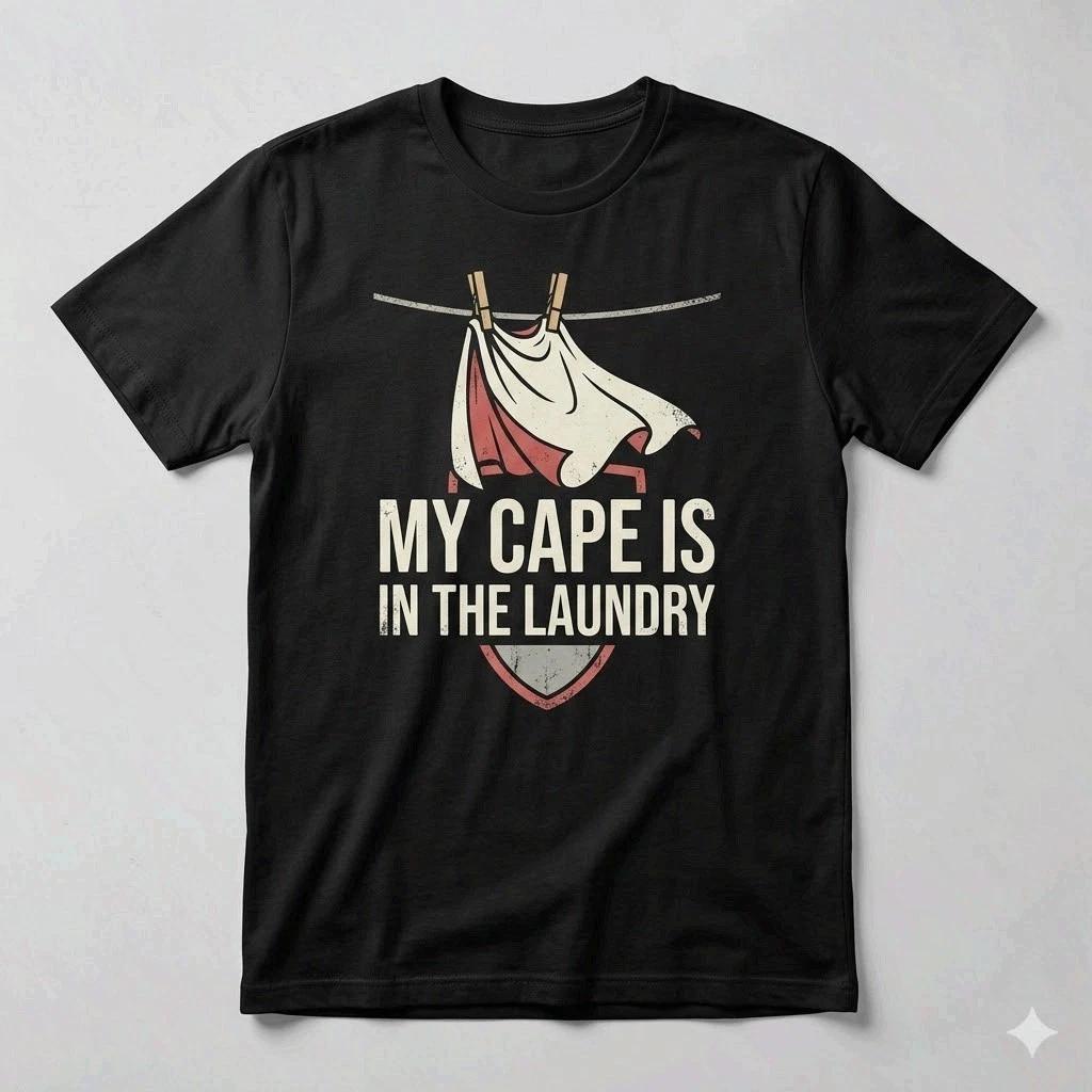 My Cape Is In The Laundry Funny Super Dad Father’s Day Shirt M