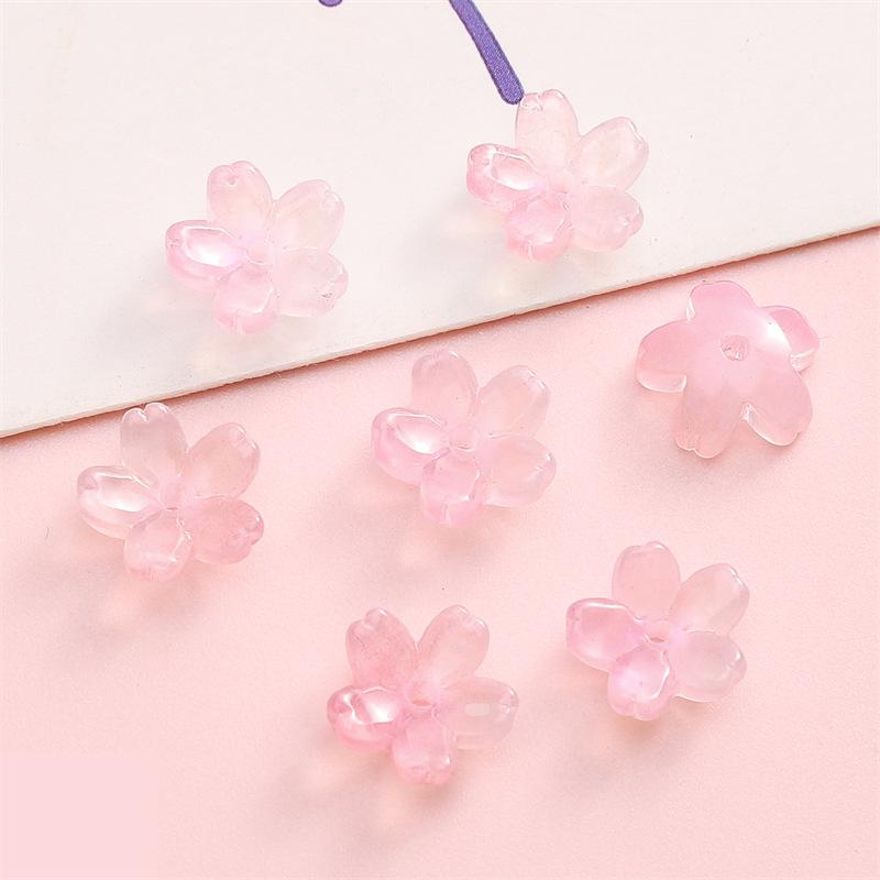 Glass Gradient Cherry Blossom Three-dimensional Accessories Beading Accessories Handmade Diy Bracelet Spacer Beads Accessories Strings Loose Beads