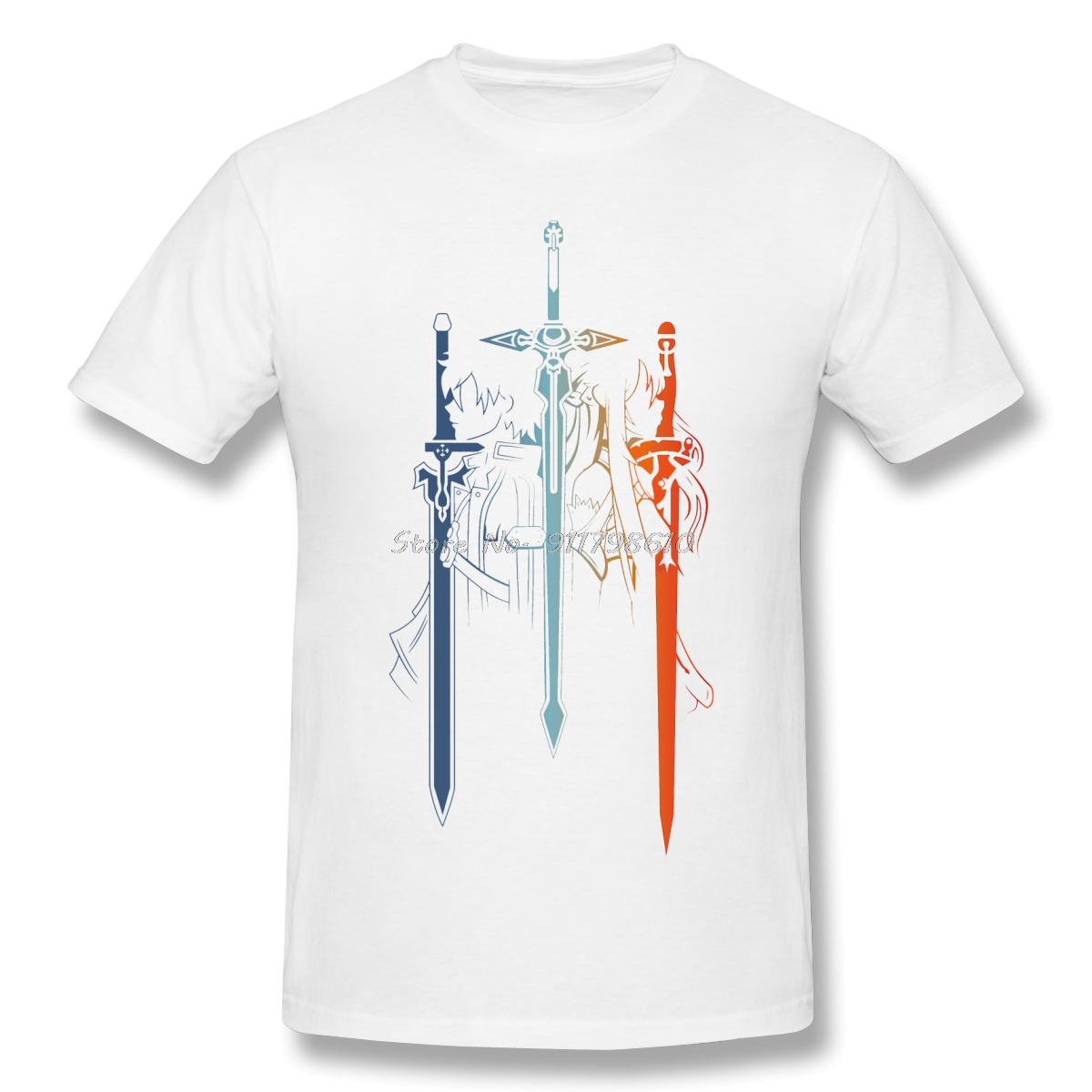 

High Quality O-Neck Cotton Kirito And Asuna Form Sword Art Online T-shirt Sword Art Online Anime Men Tee Streetwear Harajuku S