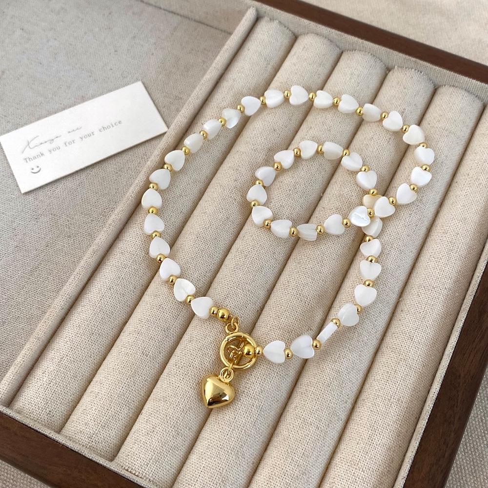 

Французское роскошное ожерелье-сердце из перламутра для женщин, высококачественная медная цепочка, с золотым покрытием.