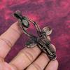 Moss Prehnite Real Gemstone Pendant Copper Wire Wrapped Jewelry Cow Face Pendant