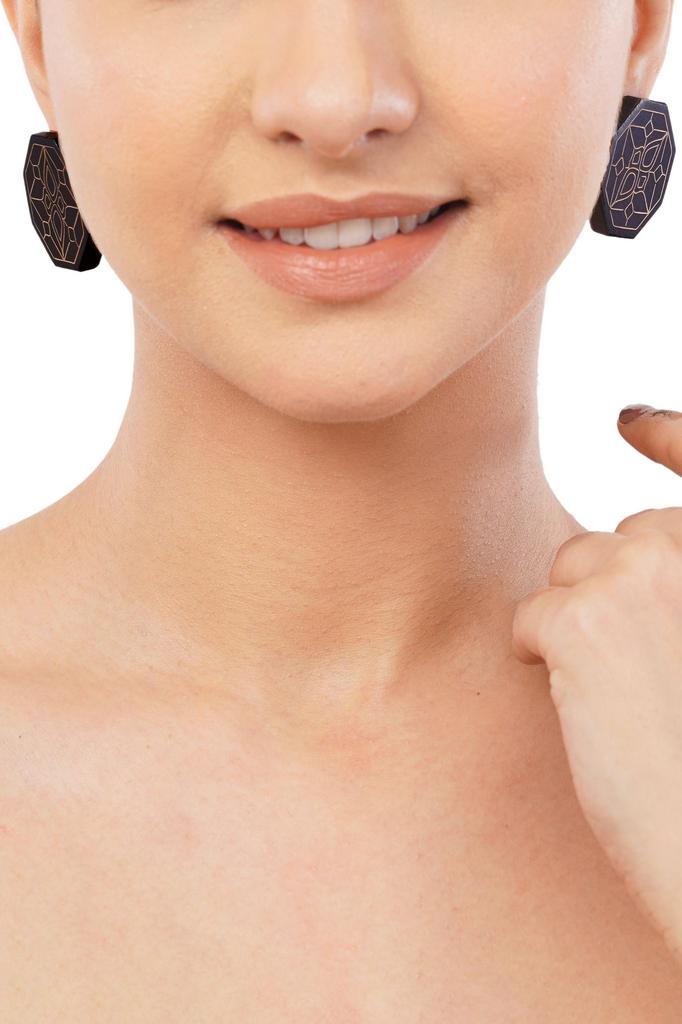 Sheesham Wood Hexagon Earrings