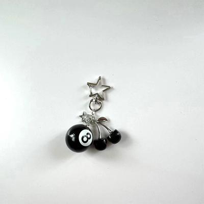 8 Ball Ovoce Třešeň Hvězda Klíčenka Příslušenství k telefonu Y2K Ručně vyráběná Kreativní 8 Ball Třešeň Klíčenka Příslušenství