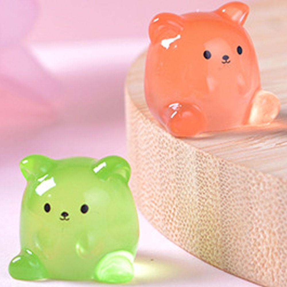 Glow in Dark Luminous Small Bear Figurines Small Bear Statue  Home Office Desktop Decor