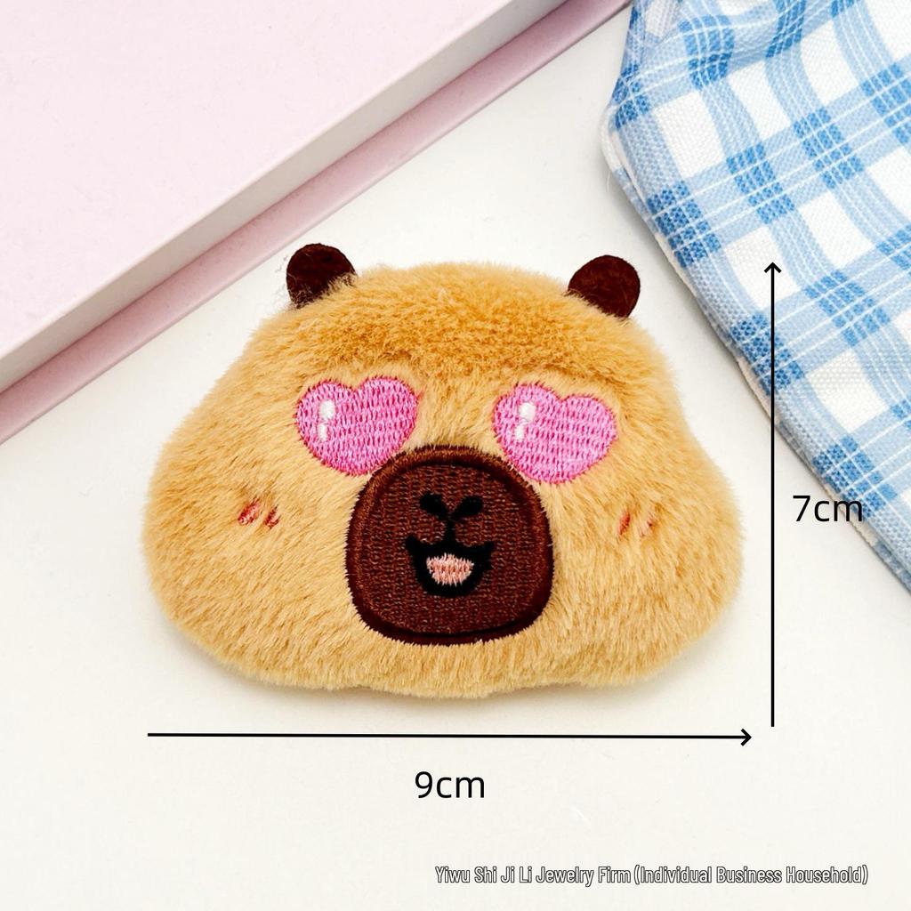 Cartoon Cute Sleeping Capybara Squeaking Pendant Plush Emoji Pin Accessories
