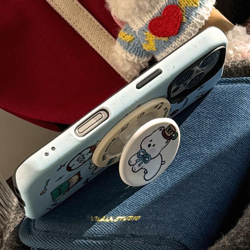 Blauer Welpe Magnetische Halterung für IPhone 17 Handyhülle für IPhone 16 Promax Folie Cartoon 14 Hart 15