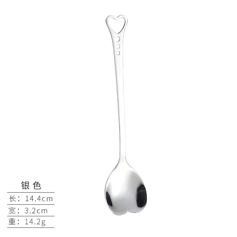 Heart-shaped Coffee Spoon Stainless Steel Teaspoons Mixing Spoon Dessert Snack Scoop Ice Cream Milk Tableware Kitchen Tool