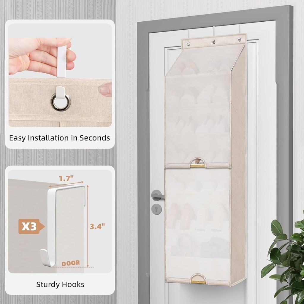 Modern Basic 7 Layer Wall Mount Shoe Organizer Bag With Dustproof Multipurpose Storage For Bedroom