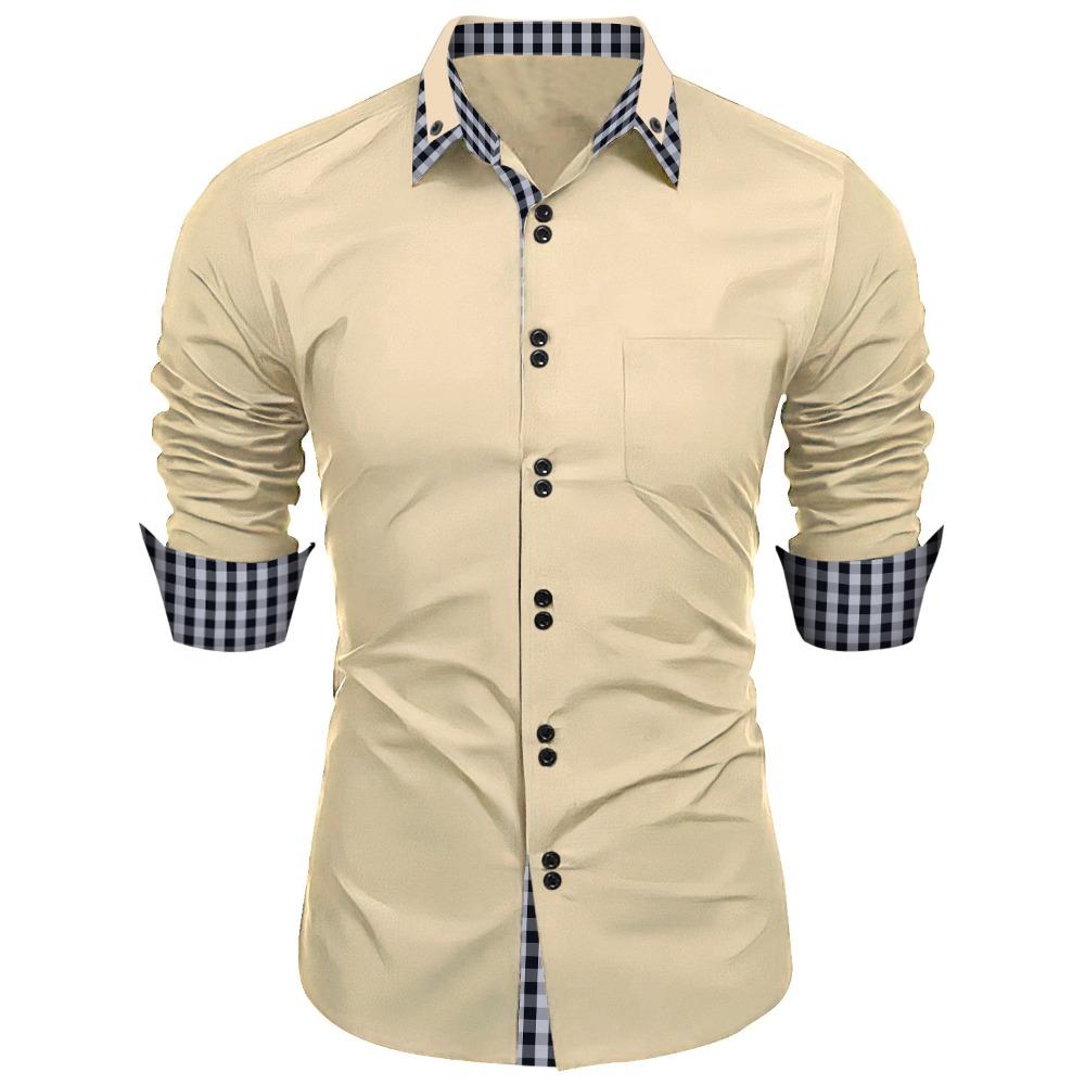 Splicing Plaid Shirt Men's Cardigan