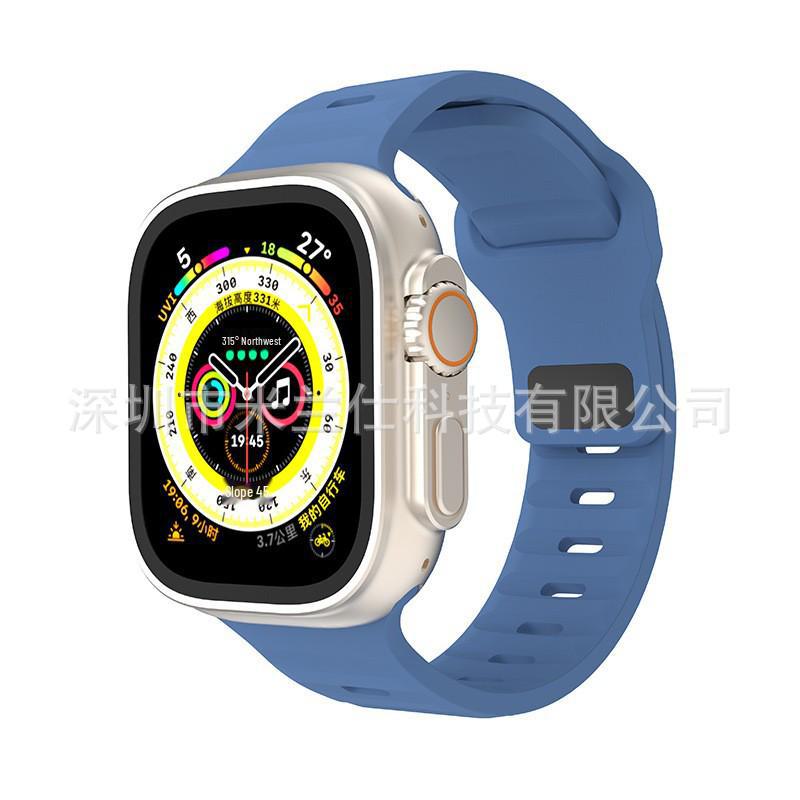 iWatch7 Diamond Buckle Horizontal Stripe S9 Silicone Strap for Apple Watch 8/Ultra