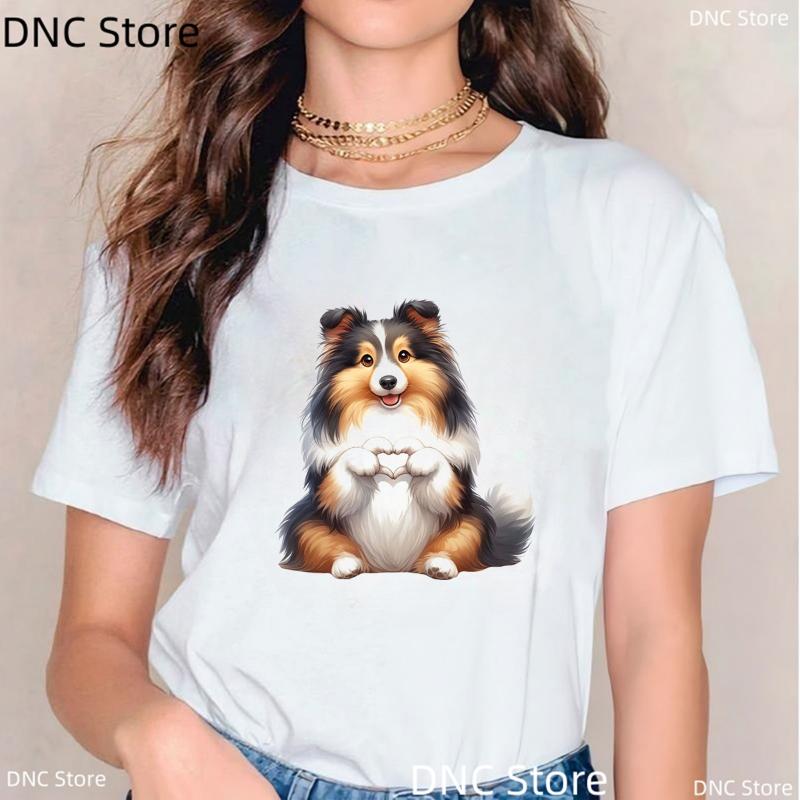 Lustiges Yorkshire Terrier Hund Print T-Shirt Damen Mode Harajuku Kawaii Kleidung Hund Haustier T-Shirt Femme Weißes Shirt Tops