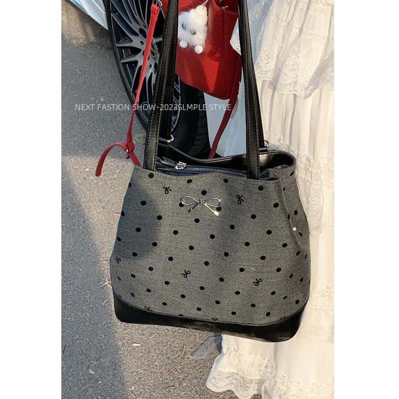 College-style Casual Large-capacity Ladies' Bag, Round Dot Printed Bucket Bag, Fashionable Backpack