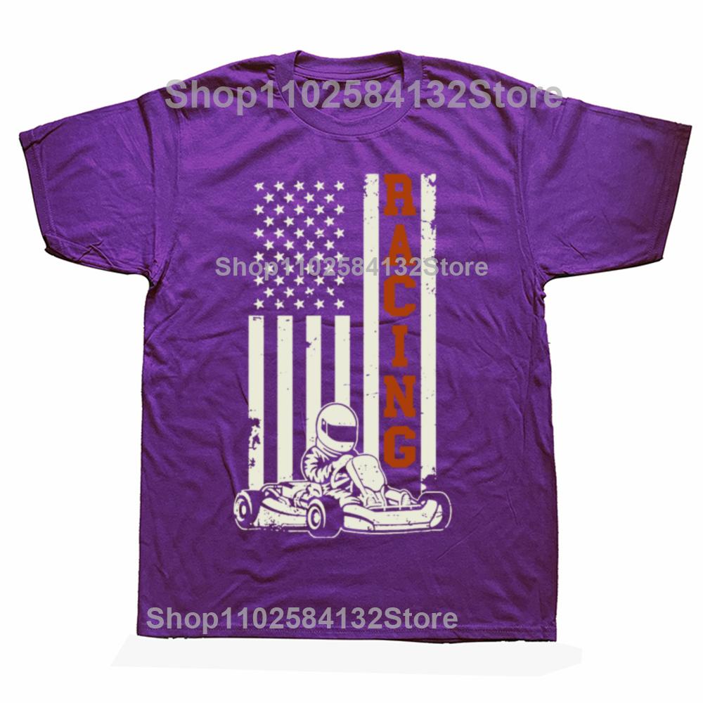 

Funny Go Kart Racer US Flag Karting American Tshirts Men Womens Fashion Casual Tshirt 100 Cotton Loose Oversized T Shirt 4XL