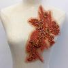 Sparkling Lace Embroidery 3D Rhinestones Nail Art Red Gold Crystal Bead Bridal Bodice for Evening Dress Sew-On Applique for