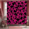Bold Black Heart Shaped Shower Curtain On Pink Background Polyester Shower Curtain With Valentine Bathroom Decoration Hook