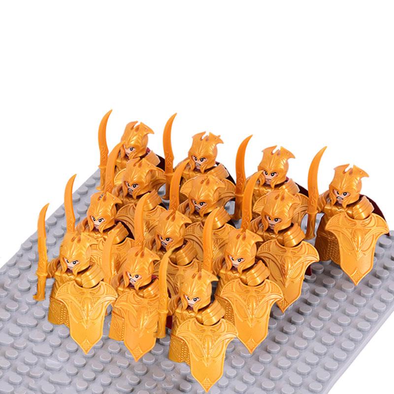 13 sztuk Figurki Rycerzy Smoczych Zbrojnych Żołnierzy Rzymskich Wojowników i Strażników Elfickich z Bronią, Klocki Budowlane