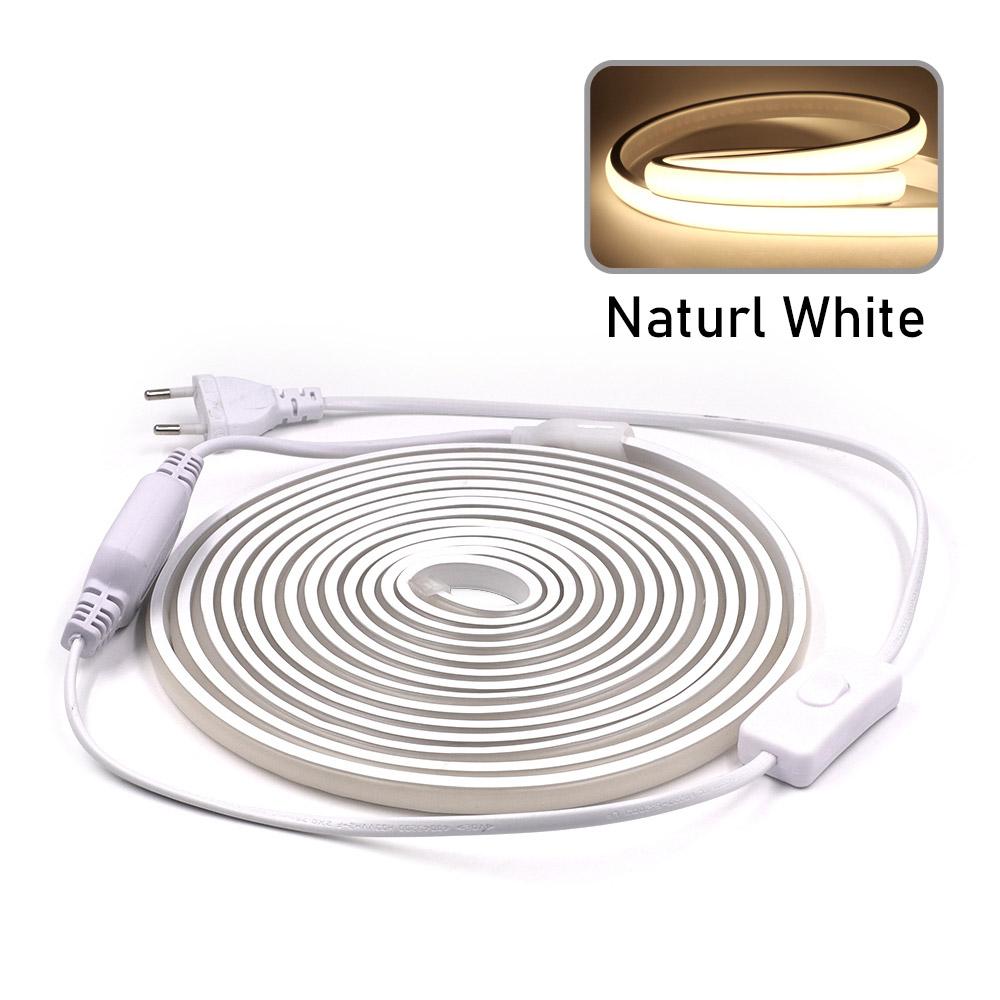 Dim Edilebilir COB LED Neon Şerit Işık 220V Dimmer Anahtar Güç Kiti Yüksek Yoğunluklu 288 LED Doğrusal Aydınlatma IP68 Su Geçirmez Esnek Şerit