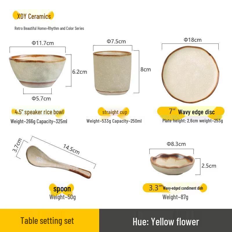 

ROYUGO Japanese Ceramic 5-Piece Dinnerware Set