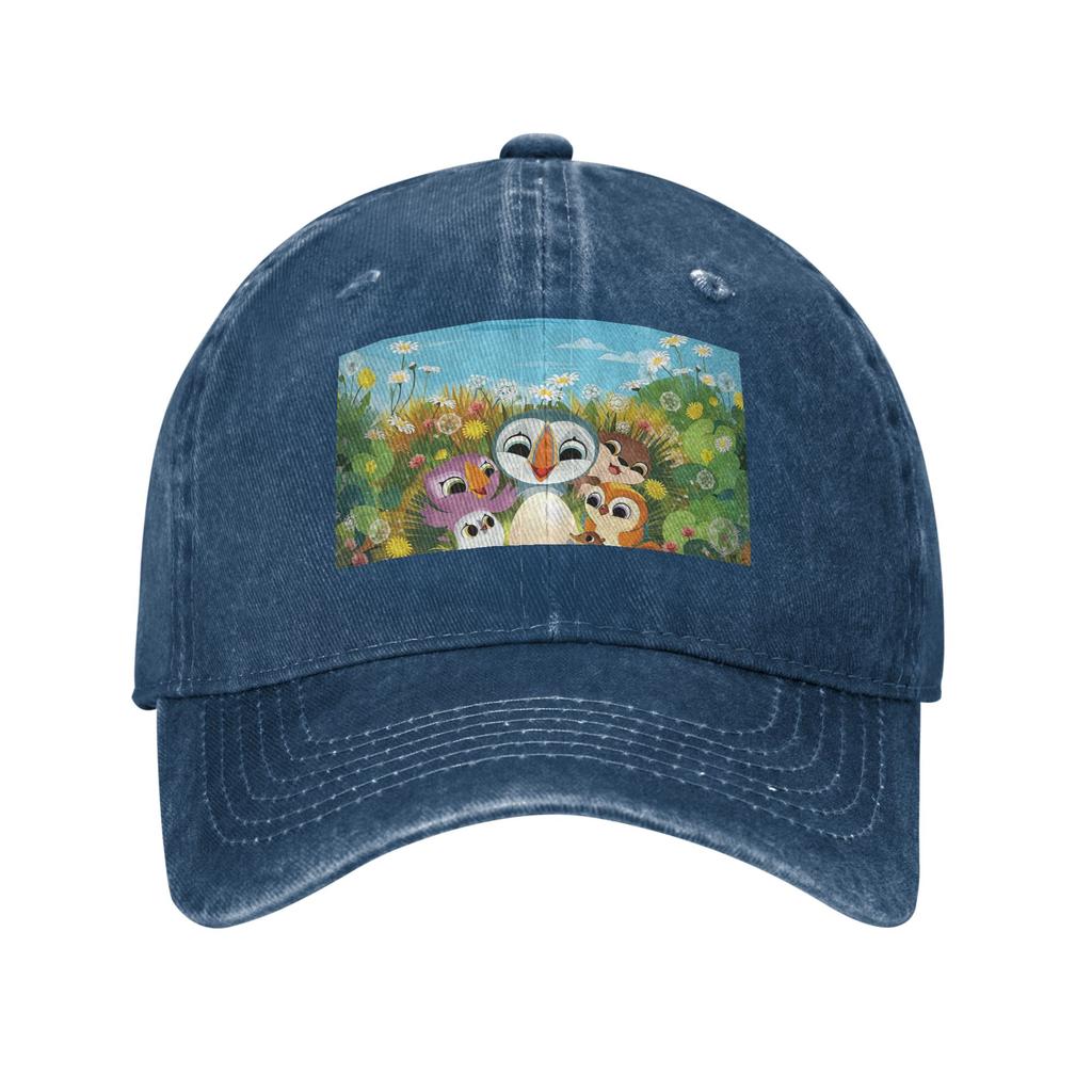 Puffin Rock Cartoon Baseball Caps Fashion Washed Denim Hats Adjustable Casquette Sports Baseball Cowboy Hat for Unisex Women