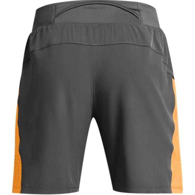 Under Armour Pantalones cortos casuales tres cuartos transpirables para correr Launch para hombre, gris rinoceronte 1376508-026