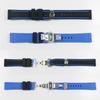 Swatch X Omega Compatible Rubber Strap with Type D-buckle, Double-line (black/blue Lines)