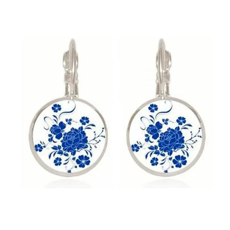 SUTEYI Charm Henna Yoga Amulet Ladies Earrings Round Glass Cabochon Earings Jewelry Bohemian Mandala Earrings For Women