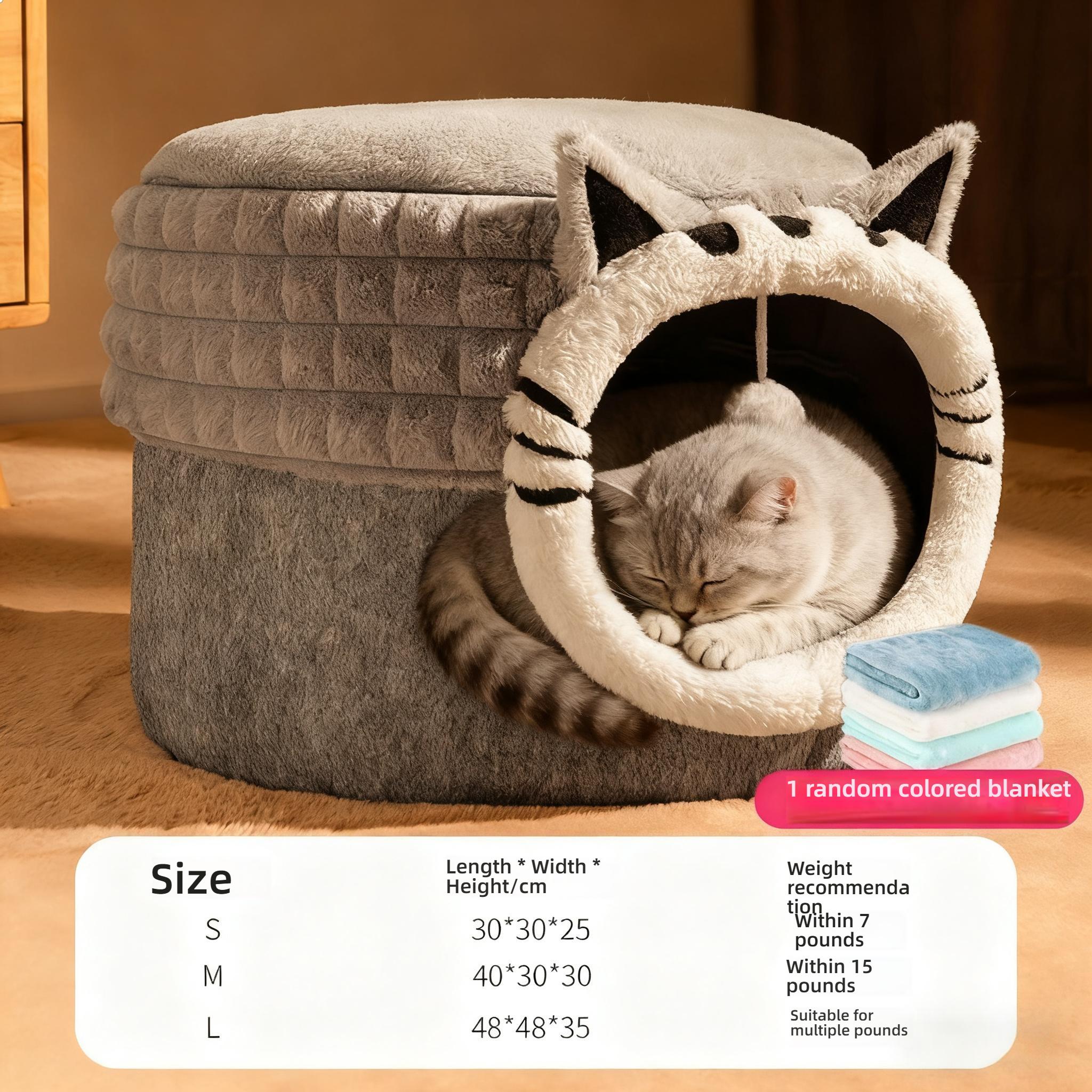 

Кошачье гнездо Зимнее теплое закрытое Кошачье Четыре сезона Универсальное Безопасность Избежание Гнездо Котенок Домашнее животное Гнездо Зимняя кошачья кровать 40 30 30cm