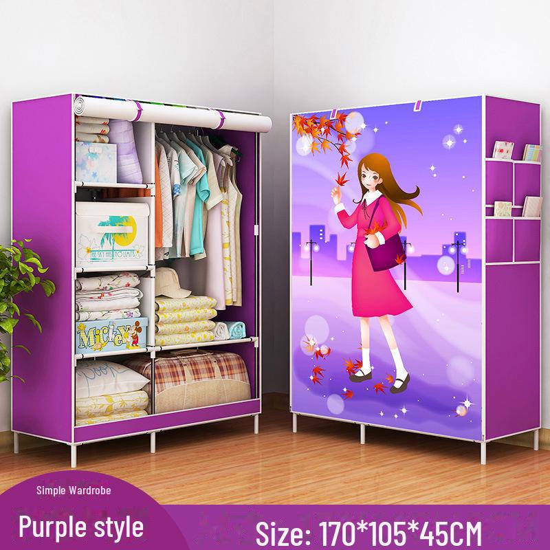 Simple Non-Woven Dustproof Folding Wardrobe with Steel Frame and Hanger