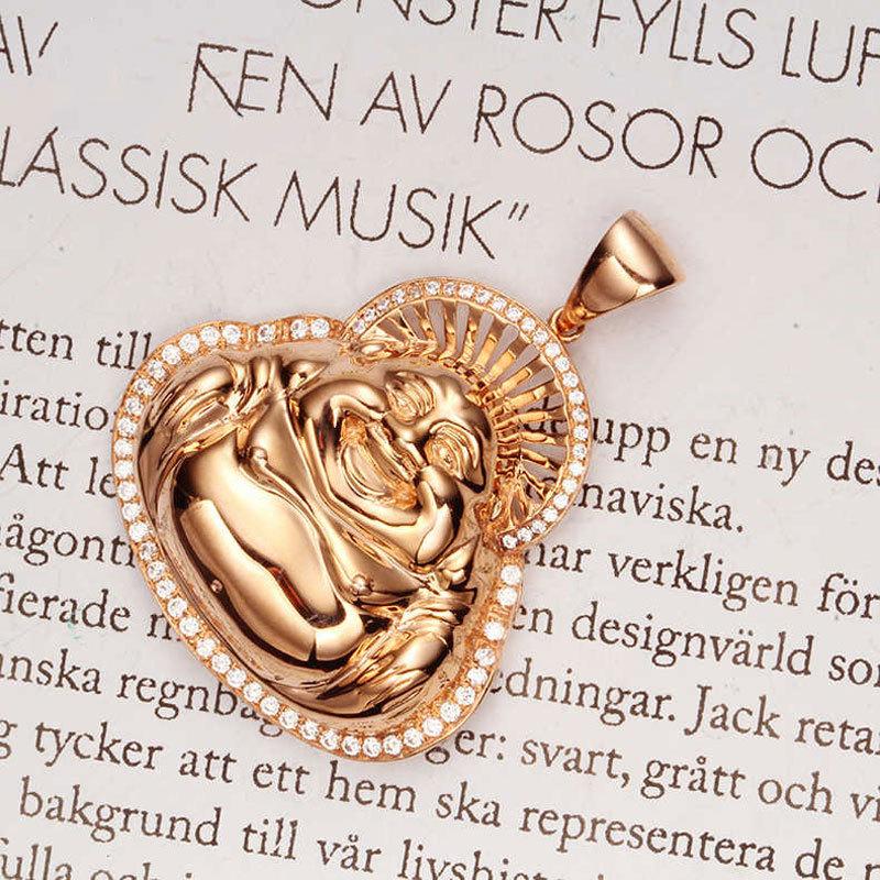 Фиолетовый Золотой Будда Удачи Модный Изысканный Позолоченный Розовым Золотом Цвет Характера Золотой Кулон Ожерелье Женское