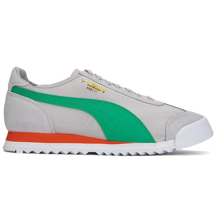Puma Roma Og Nylon Mesh Synthetic Leather Sports Comfort Low Top Lifestyle Shoes Unisex Sneakers Gray Green Red 362408-36