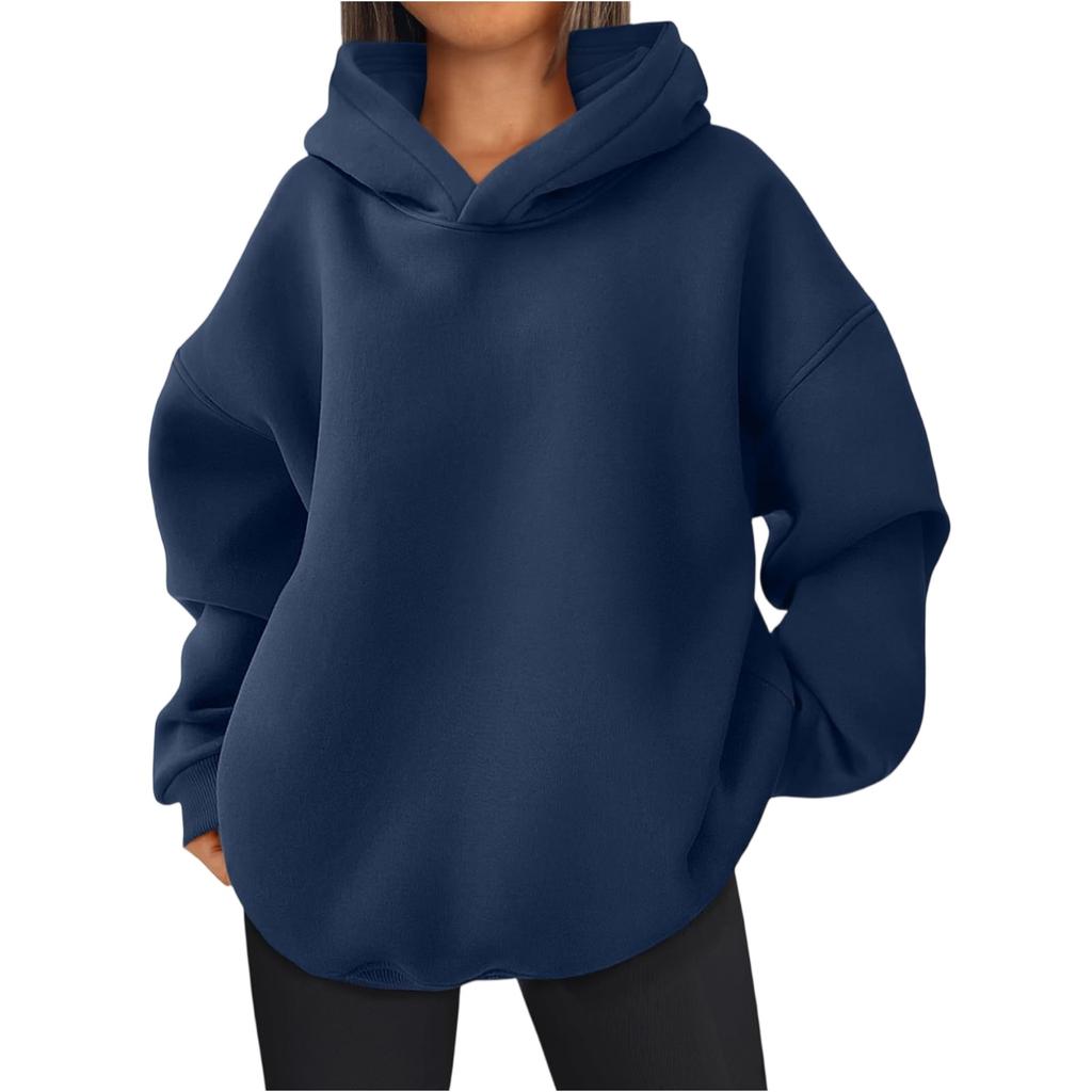 Women's Fashionable Long-sleeved Pullover And Solid-color Hooded Sweatshirt