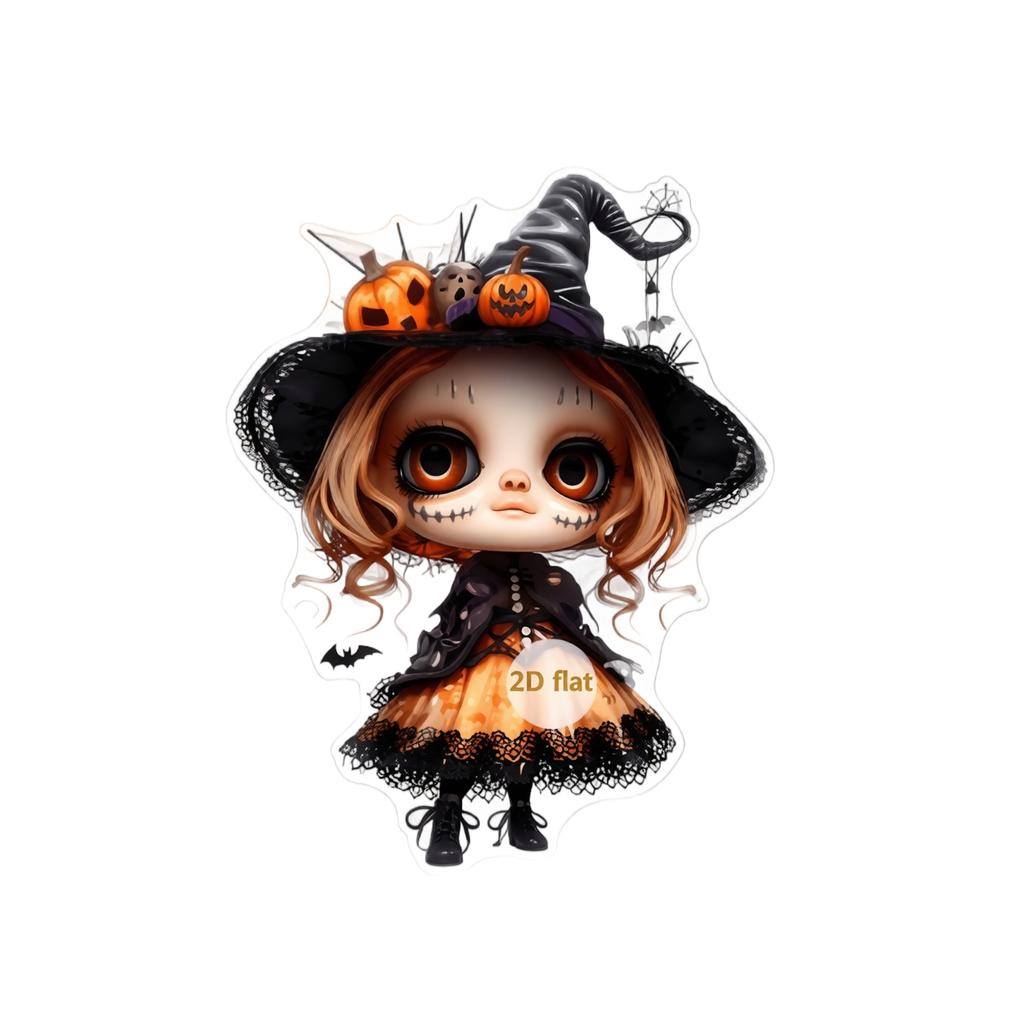 Halloween Acrylic Cute Witch Pendant Flat Ornament for Backpack Purse Keychain
