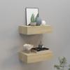 Day and Night - Day and Night Wall Shelves with Drawer 2 Pcs MDF Oak 40x23.5x10 Cm