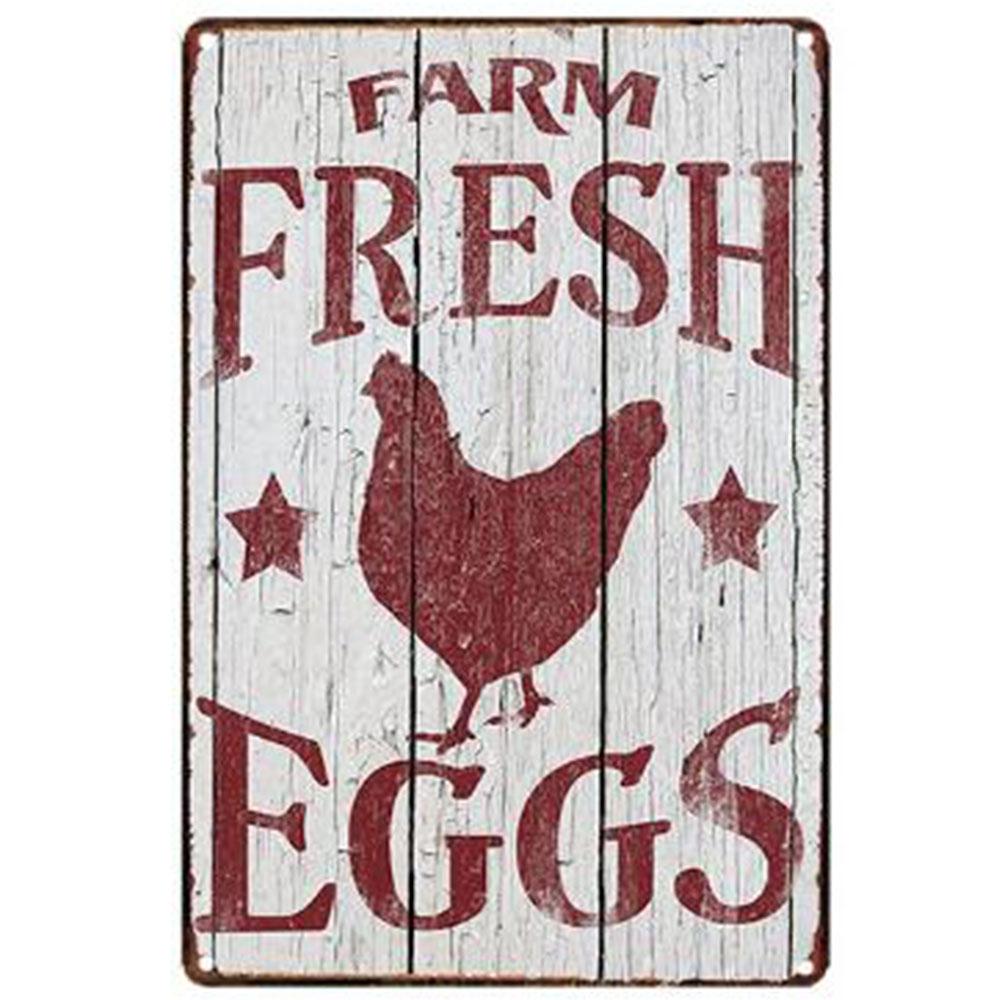 Farm Fresh Eggs Metal Tinplate Sign Poster Chicken Egg Shabby Chic Tin Signs Metal Plate 20x30cm