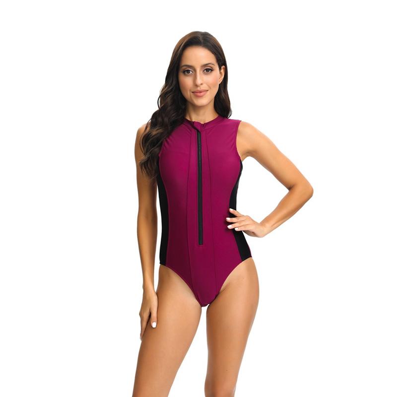 

Женский купальник-триангл без рукавов, цельный, с передней молнией M