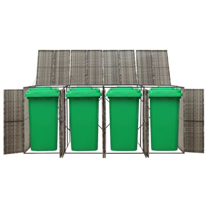 VidaXL Abri pour poubelle quadruple Gris 274x80x117 cm Résine tressée 319867