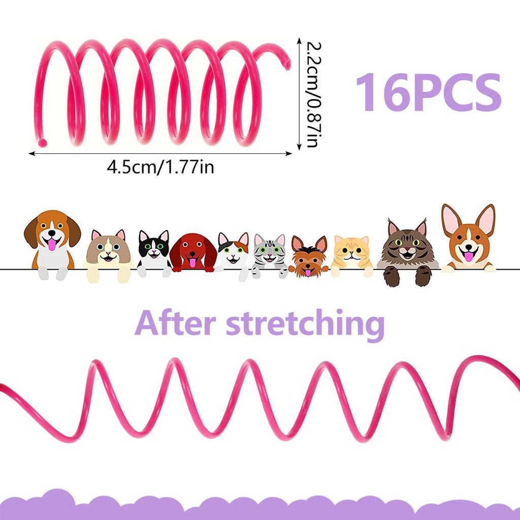 16-80pcs Cat Springs Toys Kitten Coil Spiral Pet Interactive Gauge Plastic Spring Toy Colorful Springs Cat Pet Toy Products