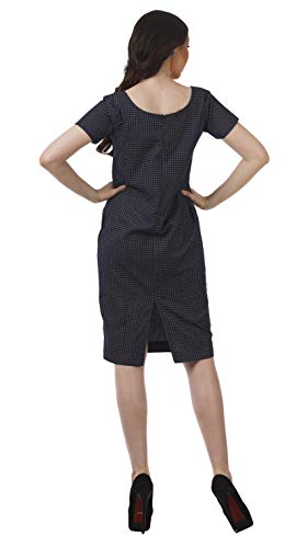 Bimba Printed Short Sleeves Bodycon  Chambray  Dress For Women Formal Wear