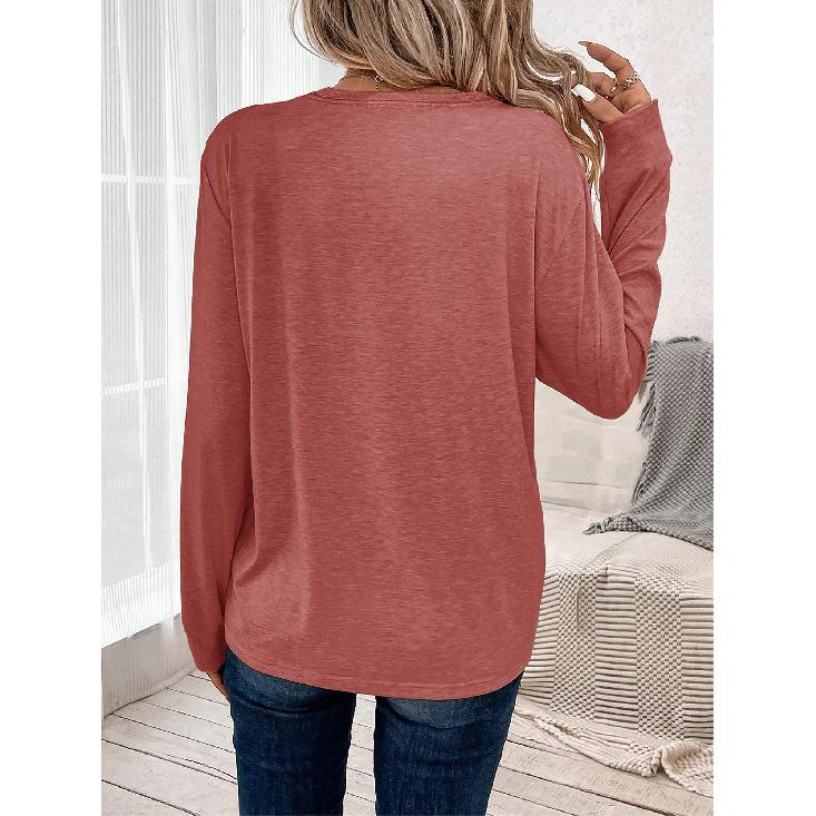 Women's casual sports long sleeve Navy blue long sleeve T Shirt 'Be Kind'Frontal design Loose and comfortable, suitable for autumn Radiating positive