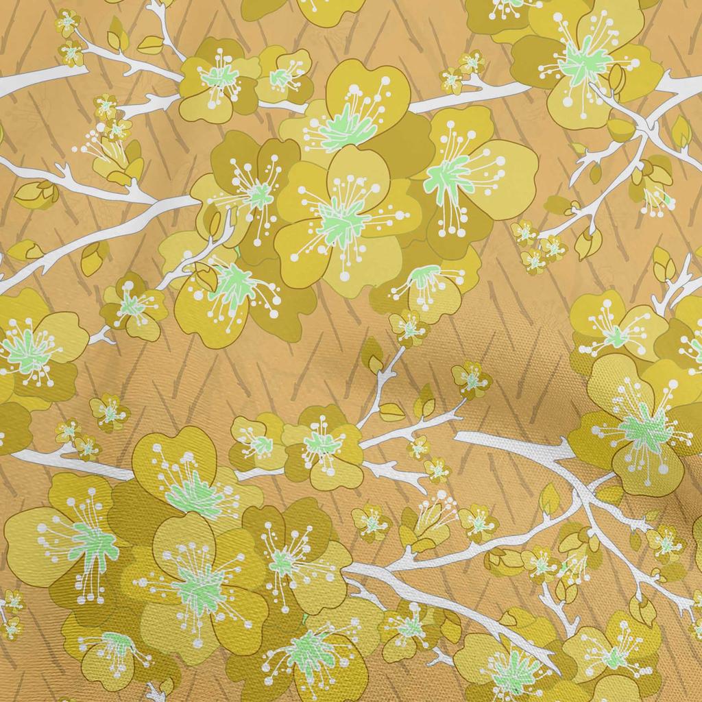 oneOone Cotton Flex Gray Fabric Asian Chinese Floral Diy Clothing Quilting Fabric Print Fabric By Yard 40 Inch